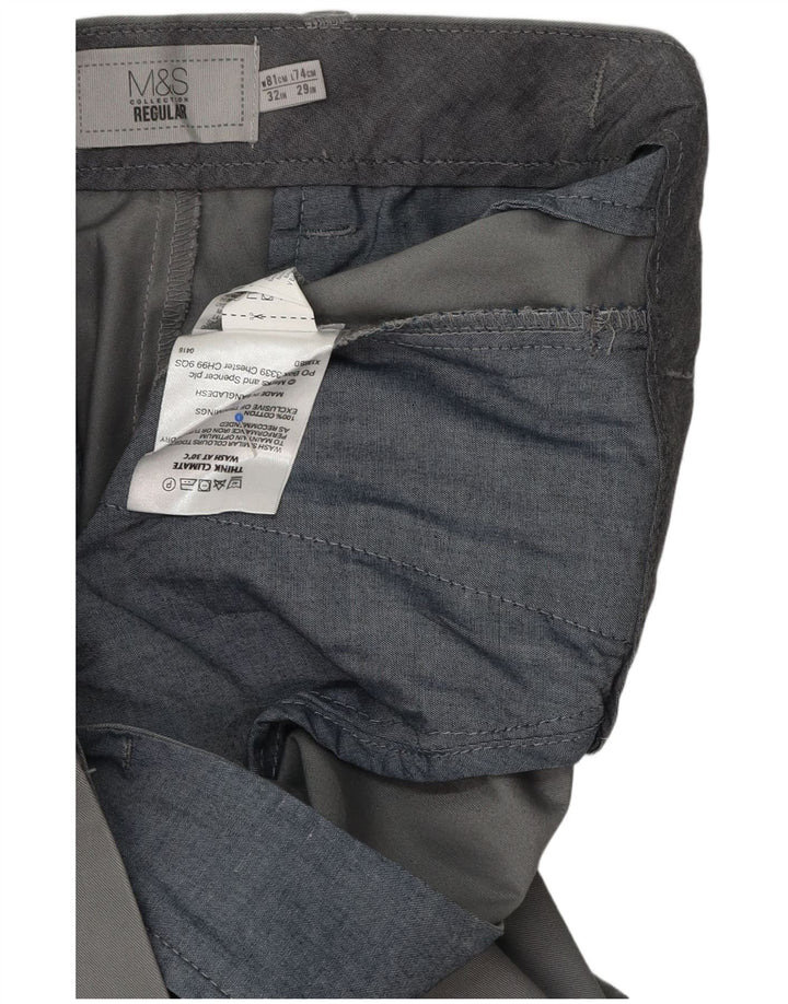 Marks & Spencer Pantalon de Costume Droit Homme W32 L29 Gris Coton