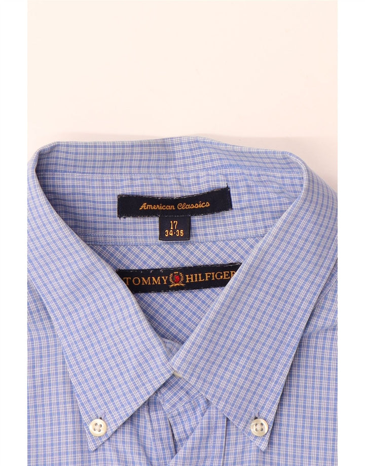 TOMMY HILFIGER Mens Shirt Size 17 XL Blue Check Cotton