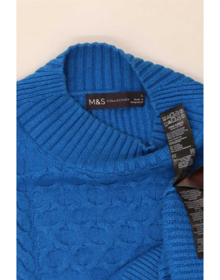 Marks & Spencer Pull col roulé pour femme UK 16 Large Bleu Viscose