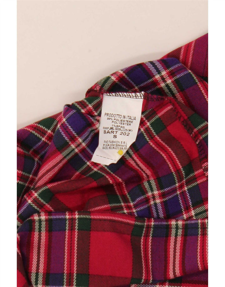 vintage Femmes Mini Jupe Plissée Petit W25 Rouge Check Polyester