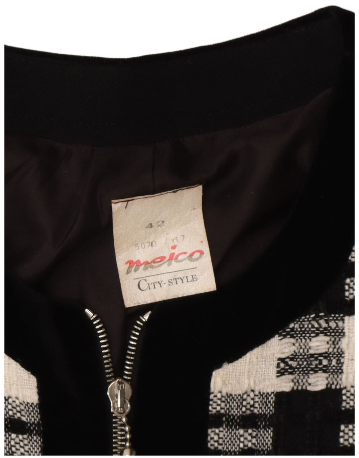 Meico Veste Blazer Longue Femme EU 42 Grand Carreau Noir Polyester