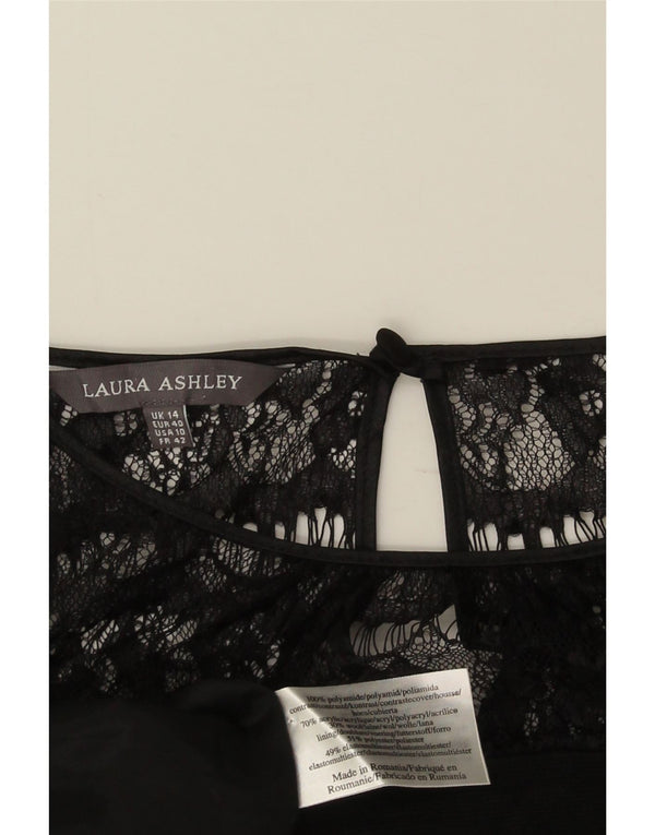 Laura Ashley Robe fourreau à manches longues pour femme UK 14 Large Noir Polyamide