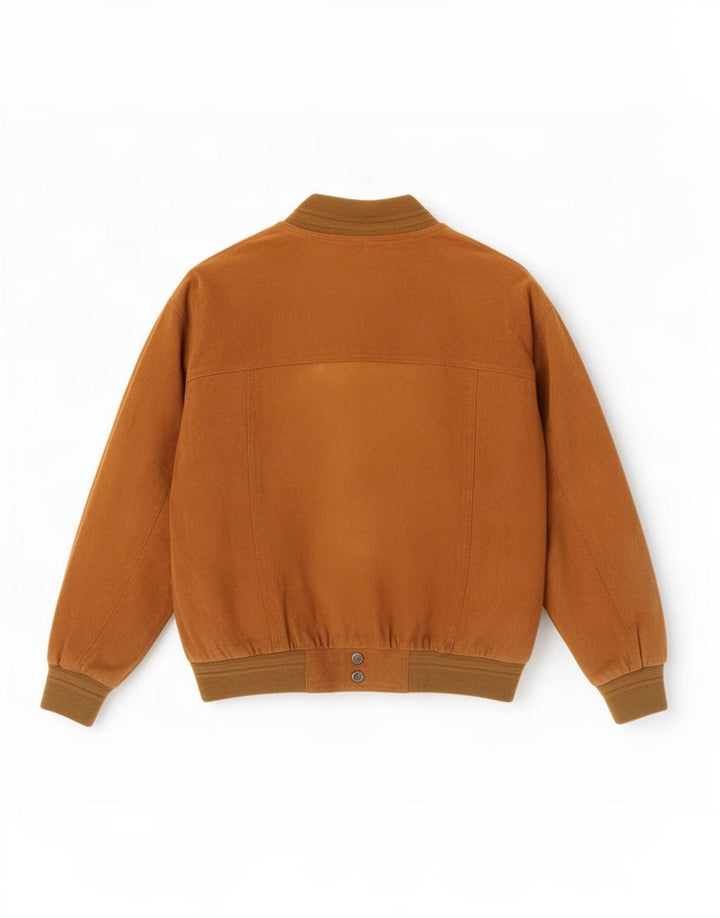 Veste Bomber En Daim Vintage Homme IT 48 Cuir Marron Moyen