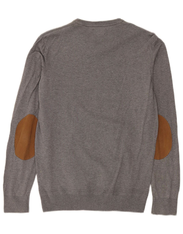Zara Mens Crew Neck Jumper Sweater Medium Grey Cotton