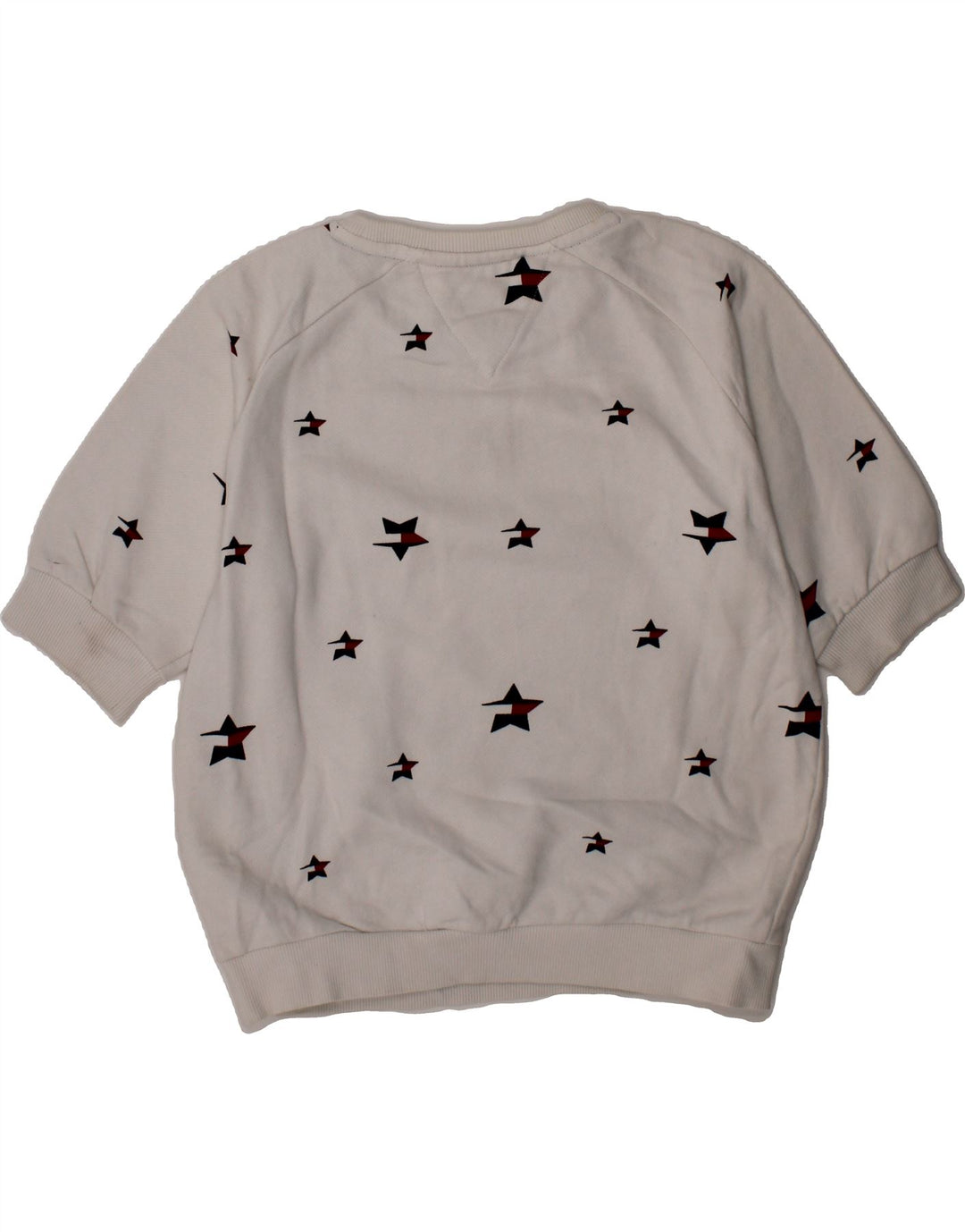TOMMY HILFIGER Girls Abstract Pattern Sweatshirt Jumper 7-8 Years White Vintage Tommy Hilfiger and Second-Hand Tommy Hilfiger from Messina Hembry 