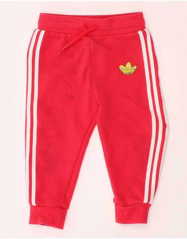 Adidas Pantalon de Survêtement Joggers Bébé Fille 18-24 Mois Rouge Coton