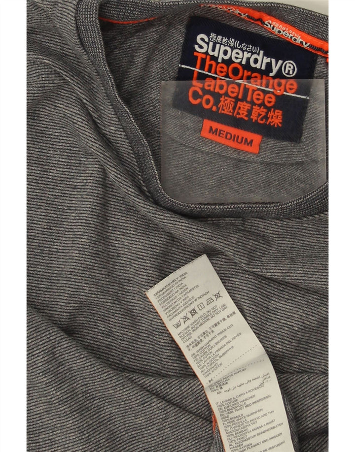 Superdry Haut à manches longues en coton à fines rayures gris moyen