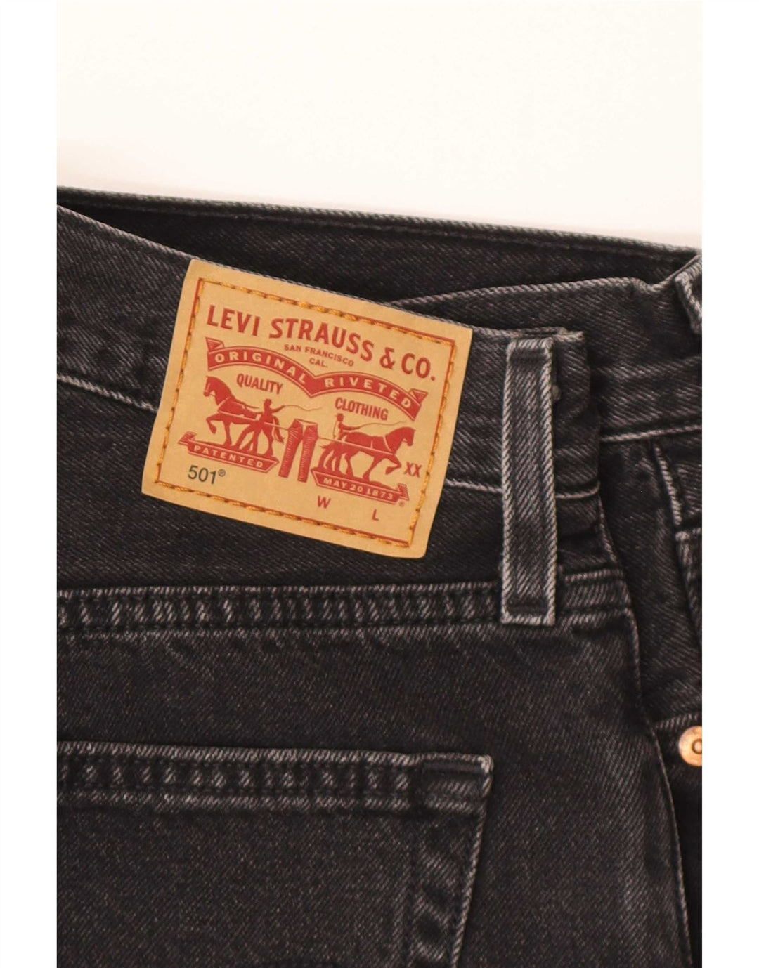 Levi's Short en Jean Taille Haute 501 Femme W28 Gris Moyen