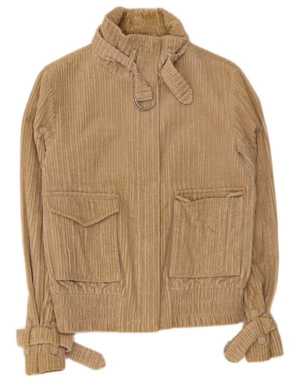 Vintage Womens Corduroy Jacket UK 14 Medium Beige Cotton