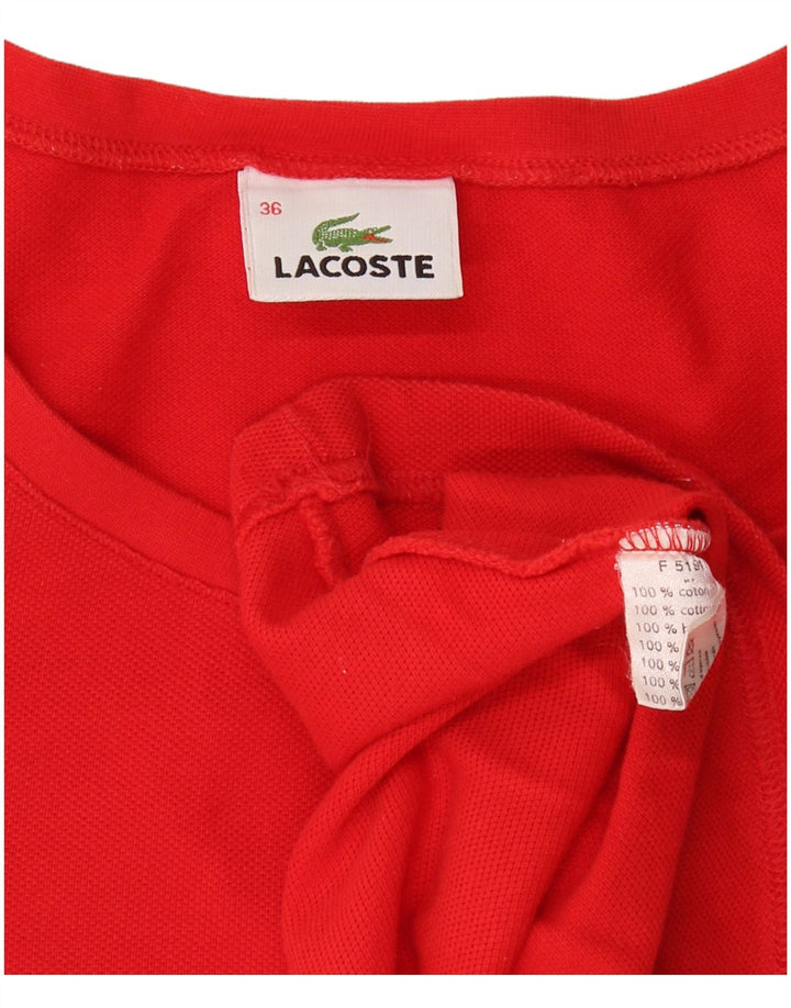 LACOSTE T-Shirt Femme Top Taille 36 Petit Rouge Coton