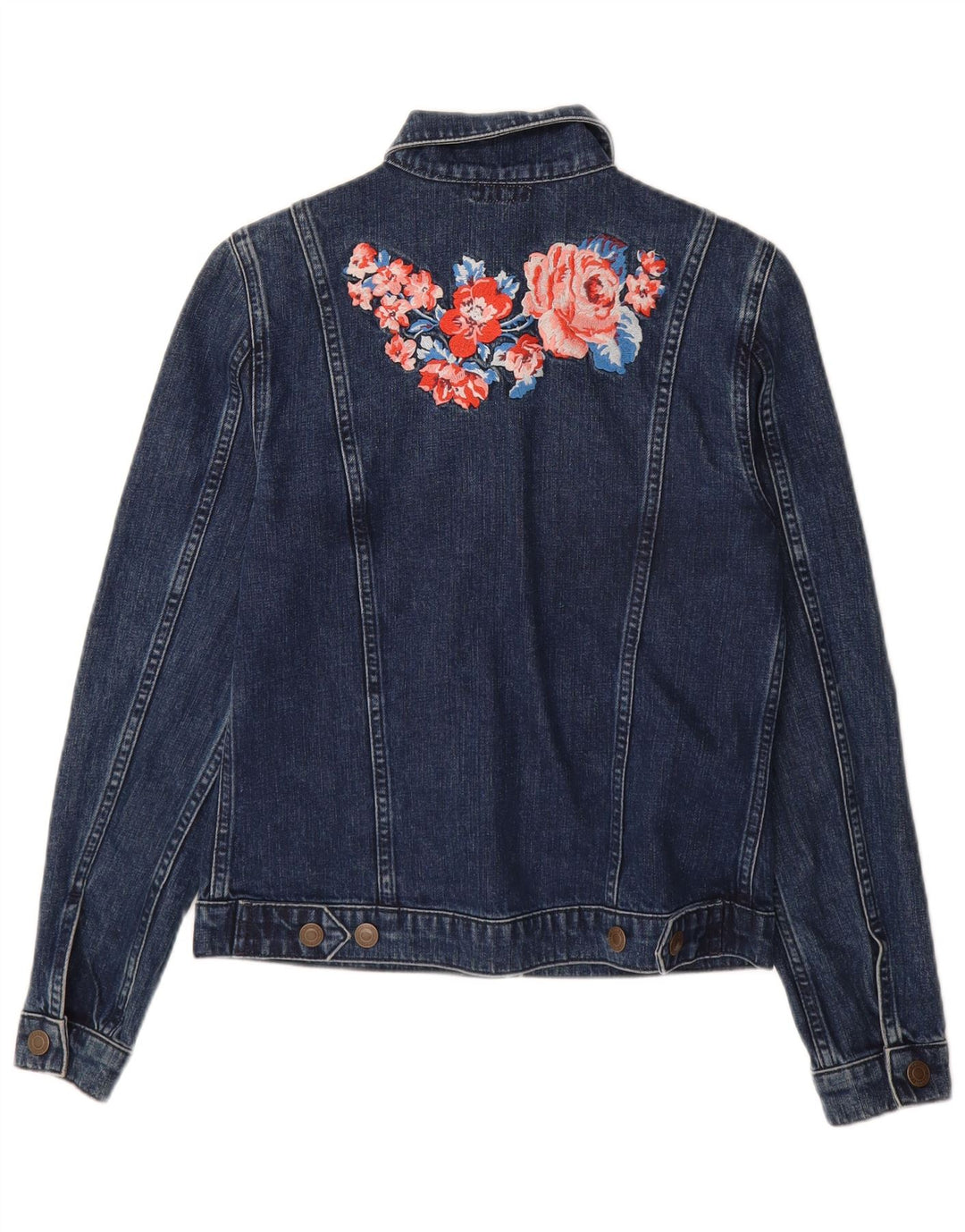 Cath Kidston Veste en jean pour femme UK 8 Petit coton floral bleu marine