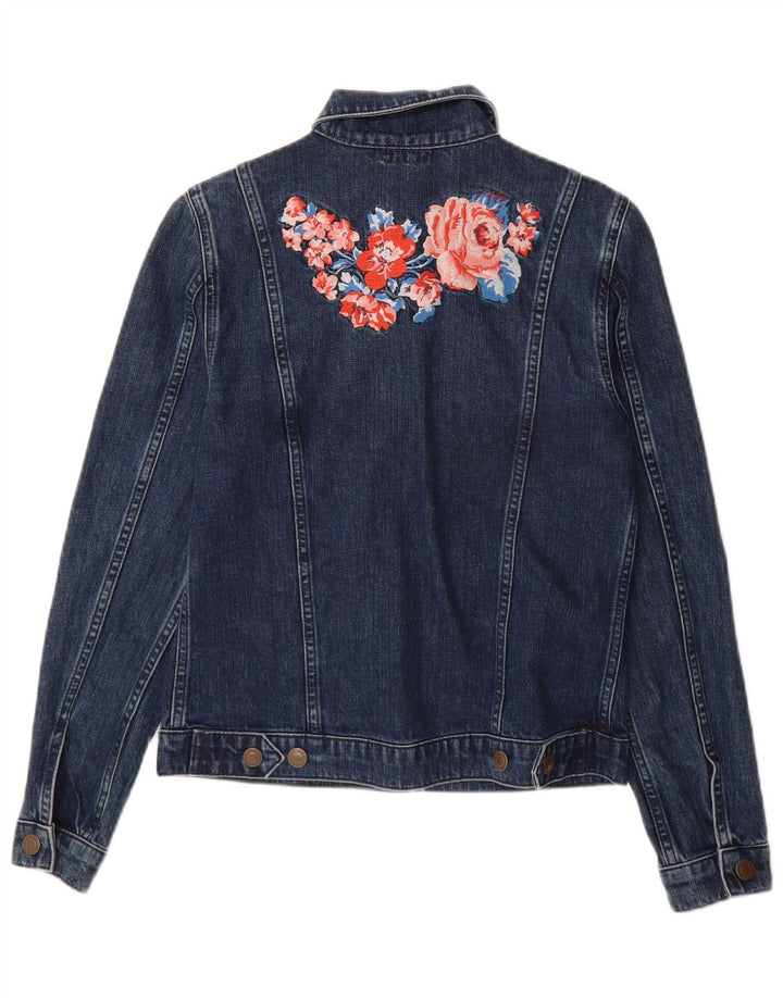 Cath Kidston Veste en jean pour femme UK 8 Petit coton floral bleu marine