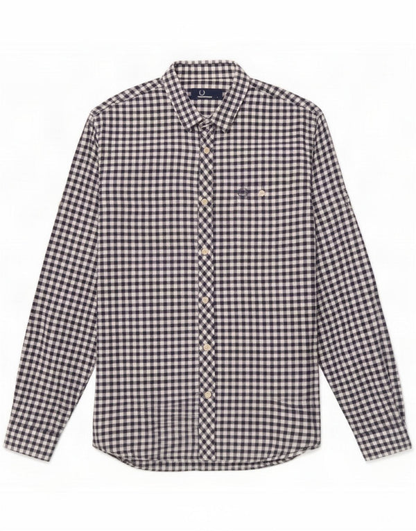 Fred Perry Chemise Homme Large Bleu Marine Vichy Coton