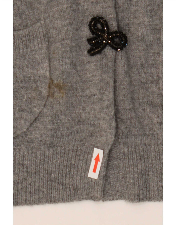 Zara Cardigan Femme Pull UK 14 Large Gris Polyamide