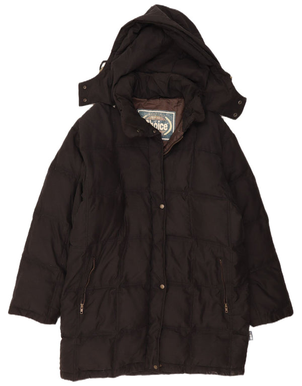 VINTAGE Manteau rembourré à capuche femme EU 50 2XL Noir Polyamide