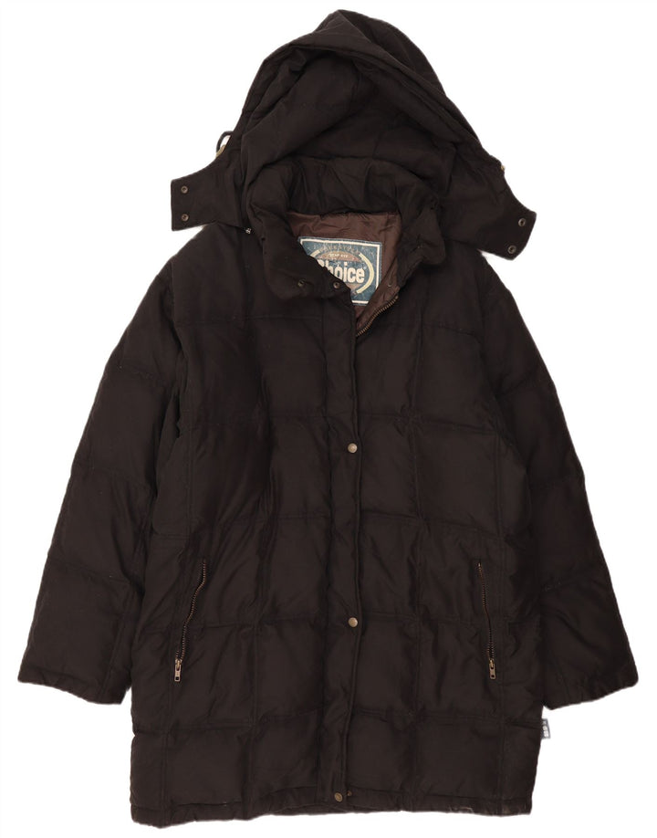 VINTAGE Manteau rembourré à capuche femme EU 50 2XL Noir Polyamide