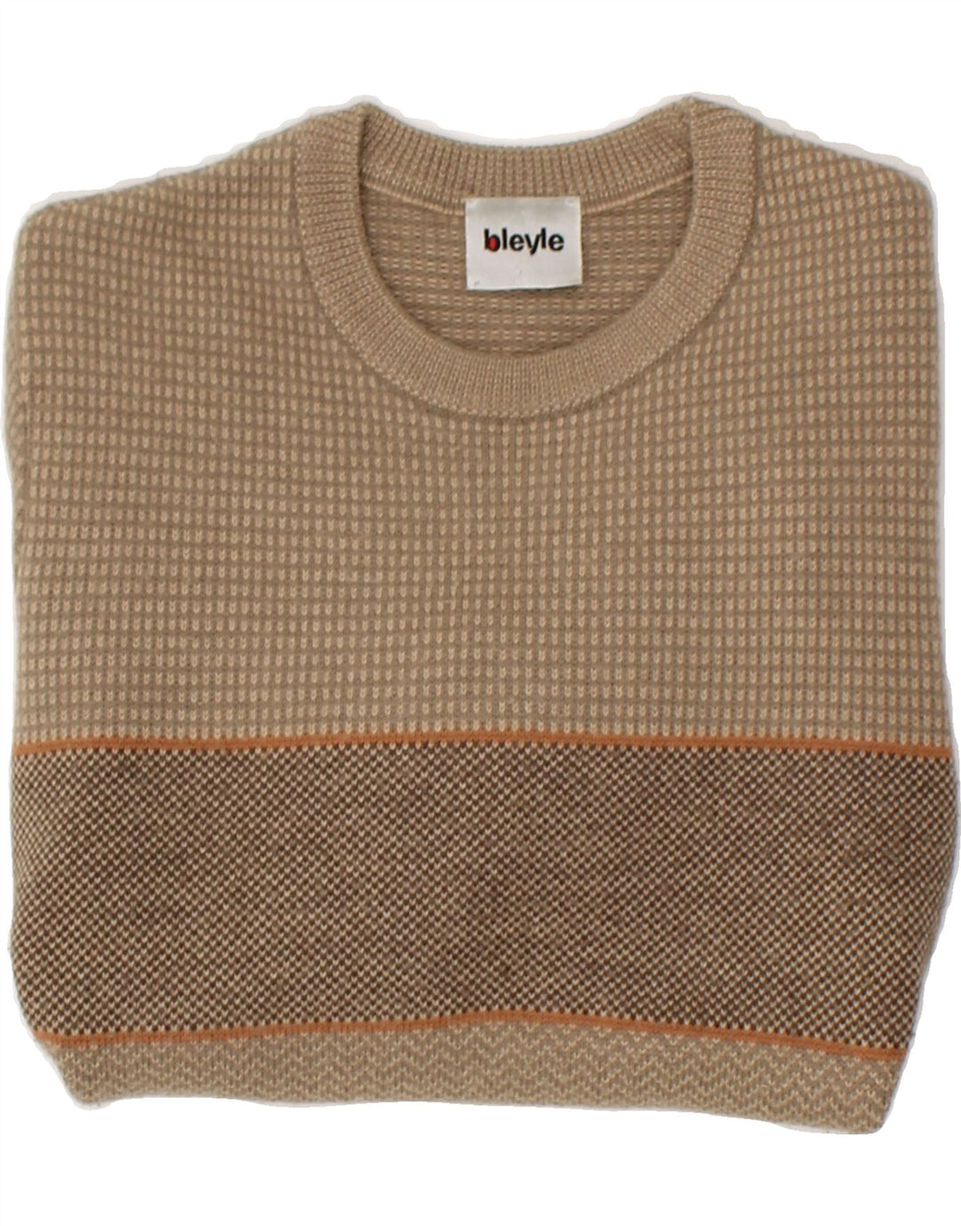 VINTAGE Womens Crew Neck Jumper Sweater EU 50 Medium Brown Colourblock Vintage Vintage and Second-Hand Vintage from Messina Hembry 