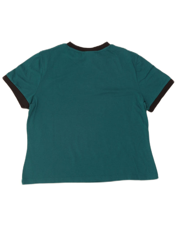 Reebok Femmes Crop Graphic T-Shirt Top UK 16/18 Large Vert Coton