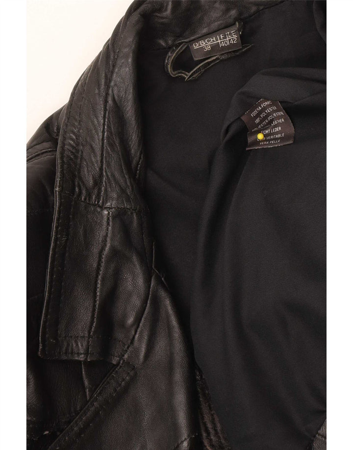 veste en cuir biker femme vintage IT 42 cuir noir moyen