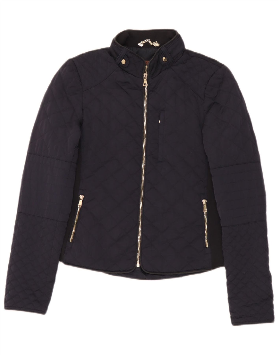 Zara Veste matelassée pour femme UK 12 Polyester bleu marine moyen