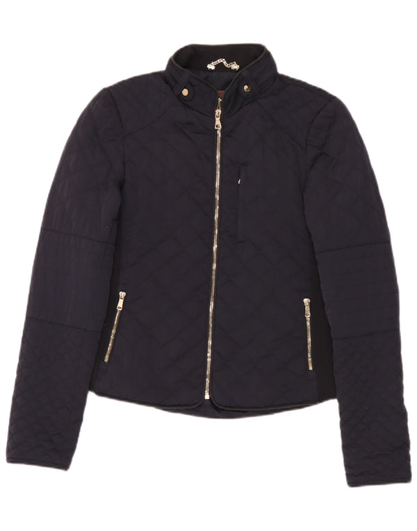Zara Veste matelassée pour femme UK 12 Polyester bleu marine moyen