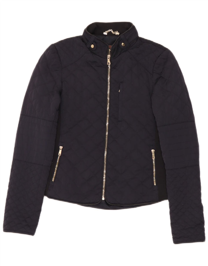 Zara Veste matelassée pour femme UK 12 Polyester bleu marine moyen