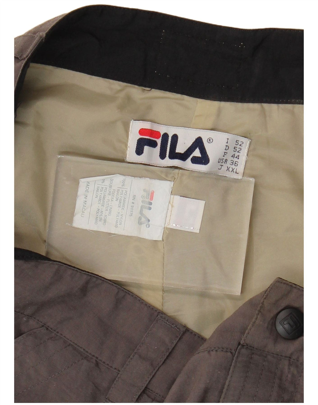 FILA Short Chino Homme W36 Large Gris Polyamide