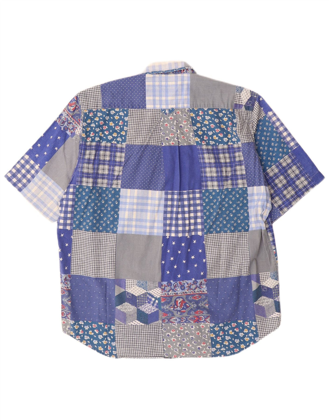 Sergio Tacchini Chemise à manches courtes pour hommes grand patchwork bleu