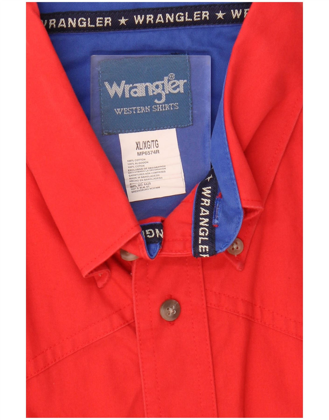 Wrangler Chemise à manches courtes pour homme XL Rouge Coton