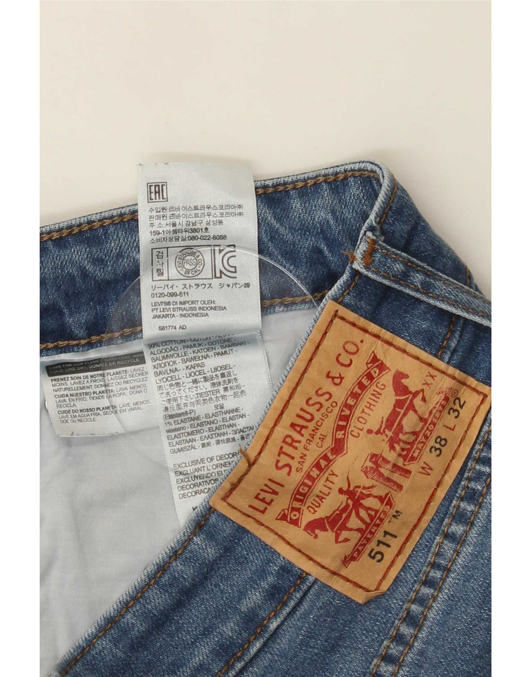 Levi's Jean Slim 511 Homme Bleu W38 L32 Coton