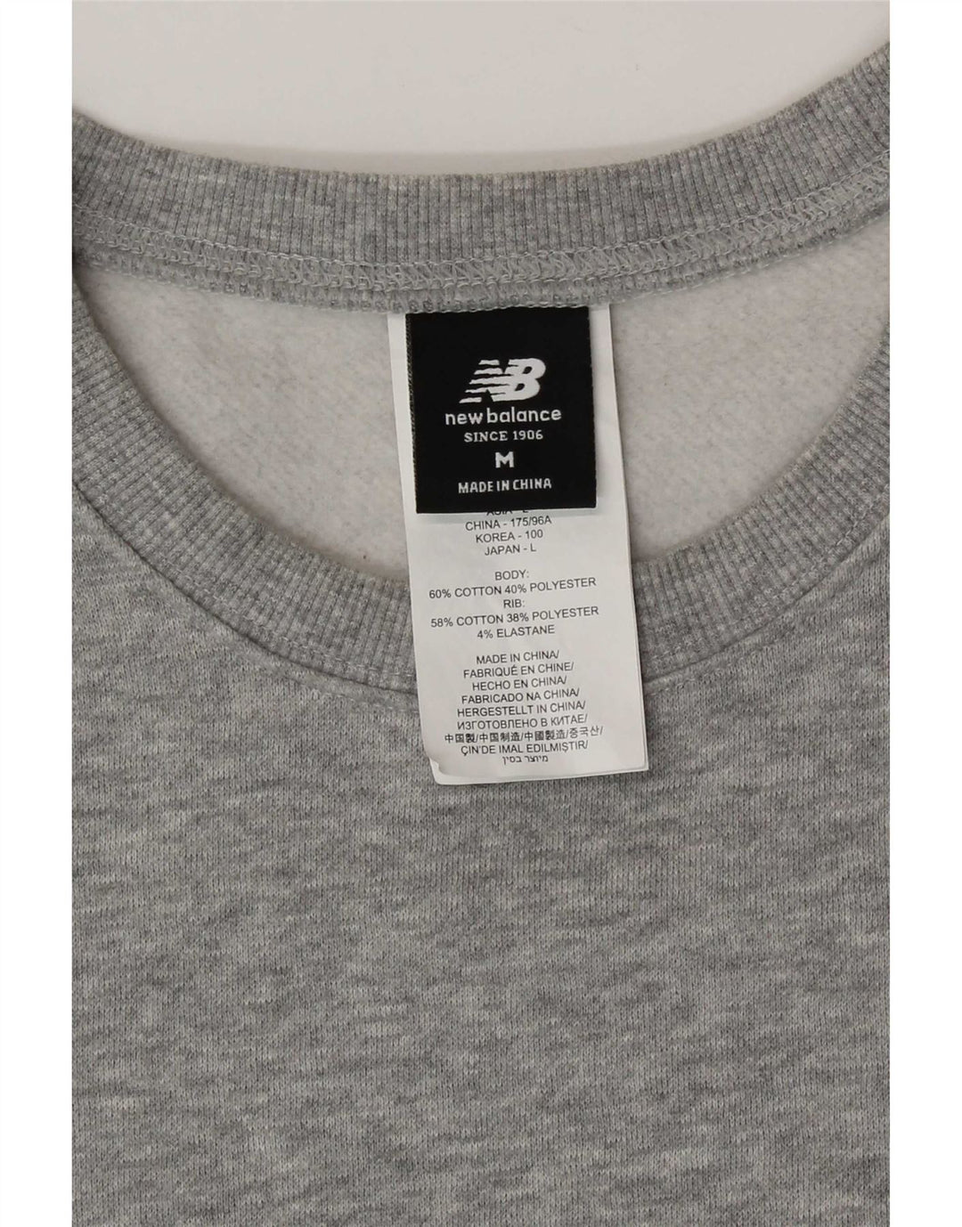 New Balance Sweat-Shirt Homme Gris Moyen Coton