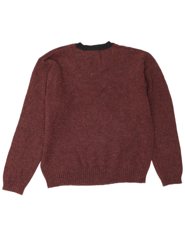 Old Navy Pull col V pour homme XL en laine color block bordeaux