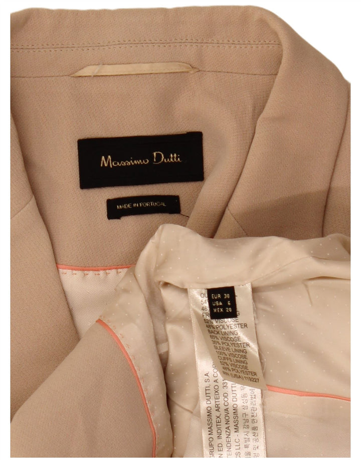 Massimo Dutti Veste Blazer 1 Bouton Femme EU 38 Petit Acrylique Beige
