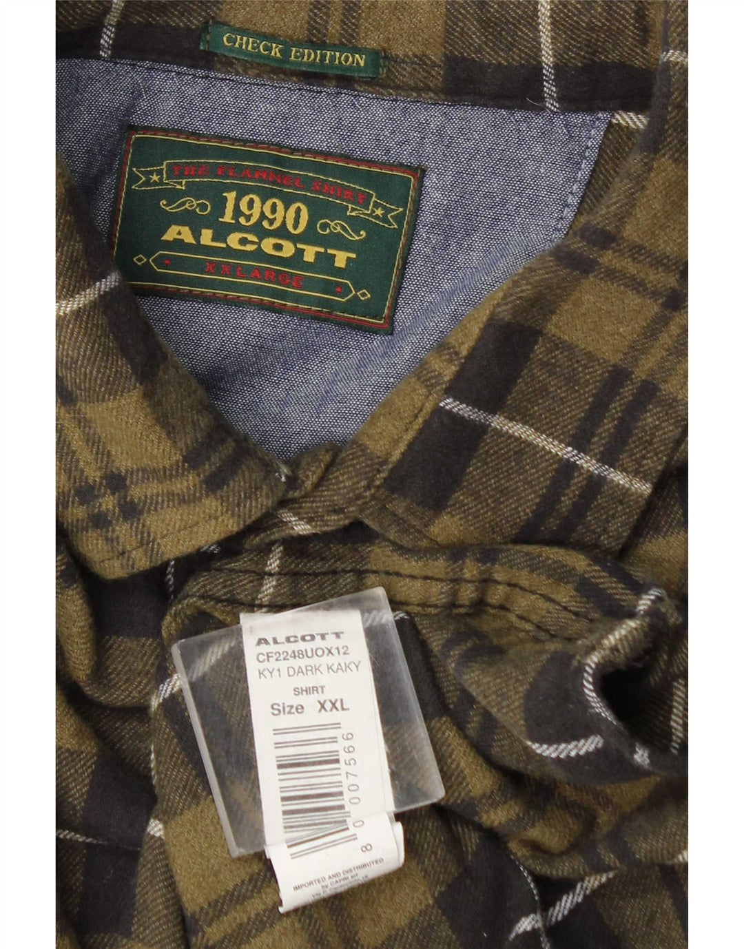 Alcott Chemise en flanelle pour homme 2XL en coton à carreaux kaki