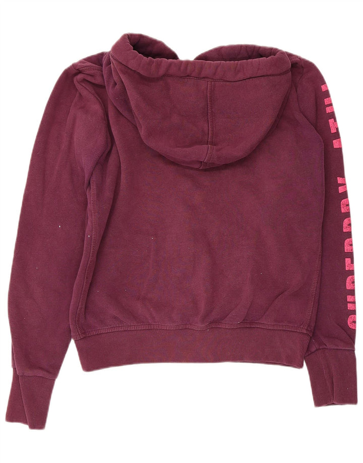 Superdry Pull à capuche zippé graphique pour femme UK 14 Coton marron moyen