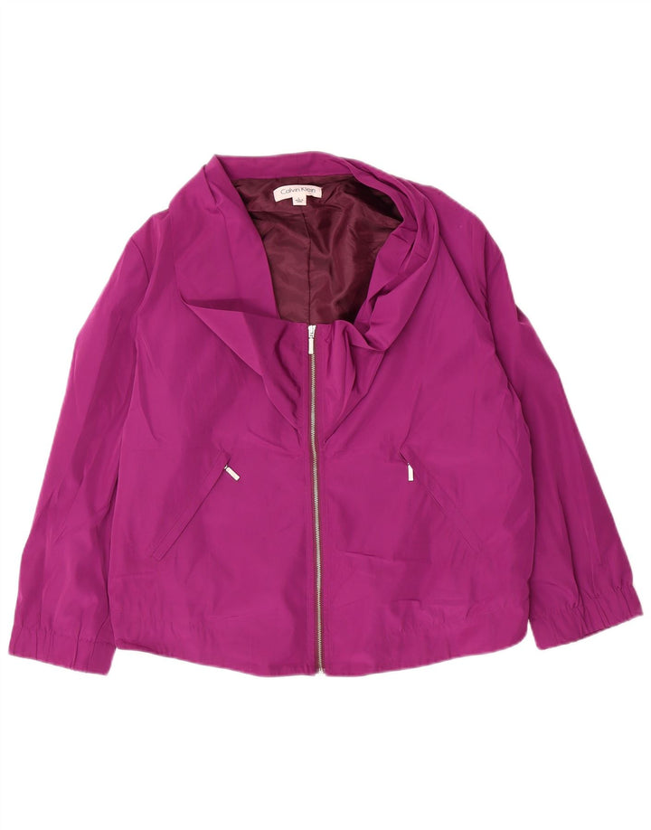 Calvin Klein Veste bomber à manches 3/4 pour femme UK 16 Large Violet Polyester