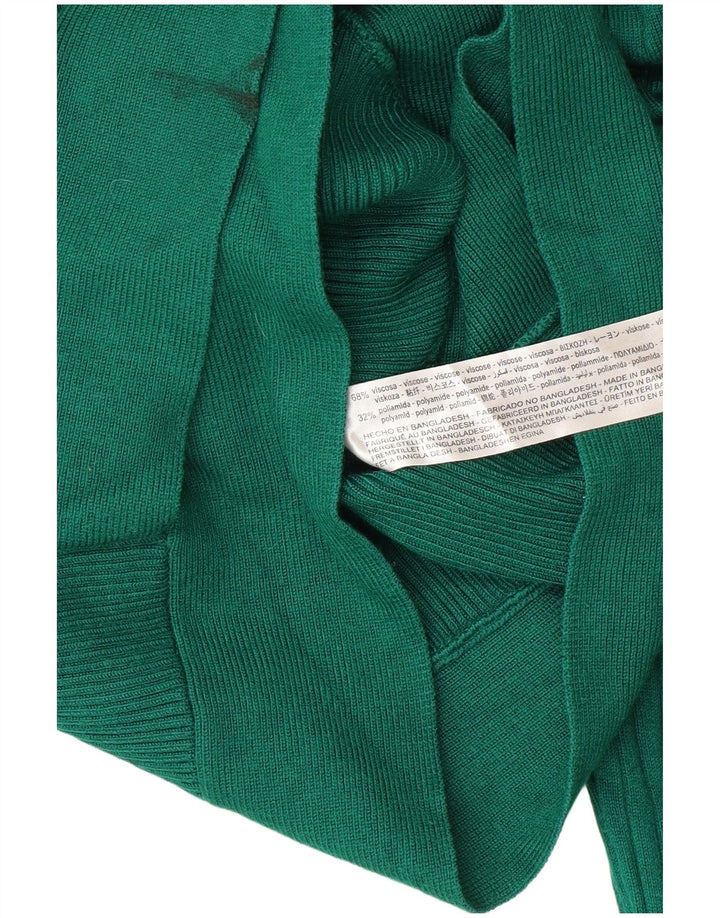 Zara Femme Crop Top Manches Longues UK 12 Vert Moyen Viscose