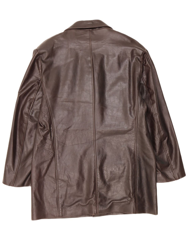 manteau en cuir femme vintage UK 18 XL Marron