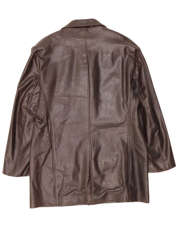 manteau en cuir femme vintage UK 18 XL Marron