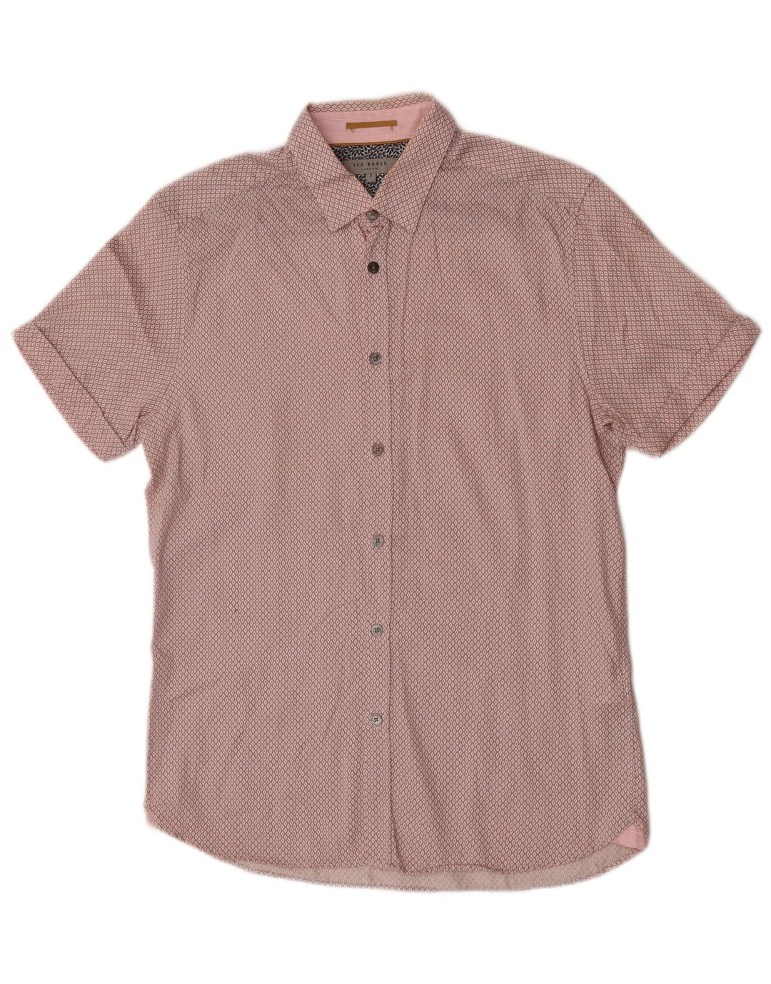 Ted Baker Chemise à manches courtes pour homme Taille 3 Coton rose moyen Argyle/Diamond