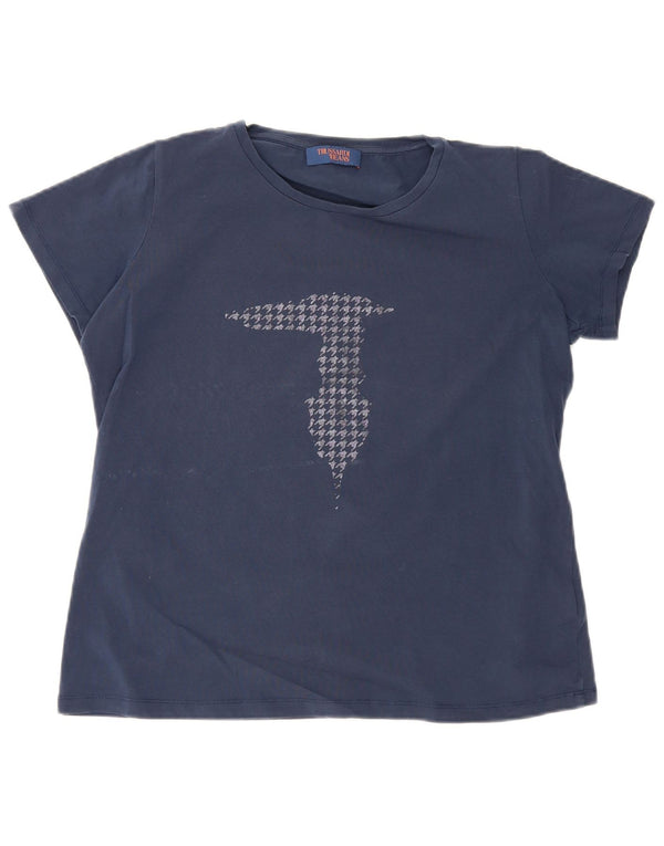 Trussardi T-Shirt Graphique Femme Top UK 20 2XL Bleu Marine