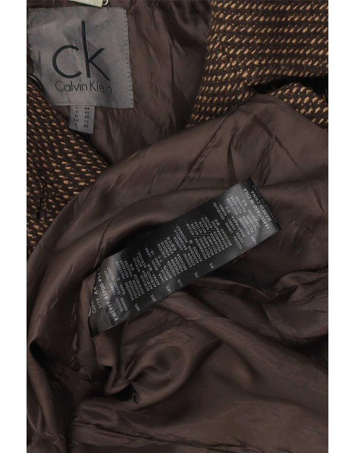 Calvin Klein Manteau à double boutonnage pour femme UK 12 Marron moyen Polyester