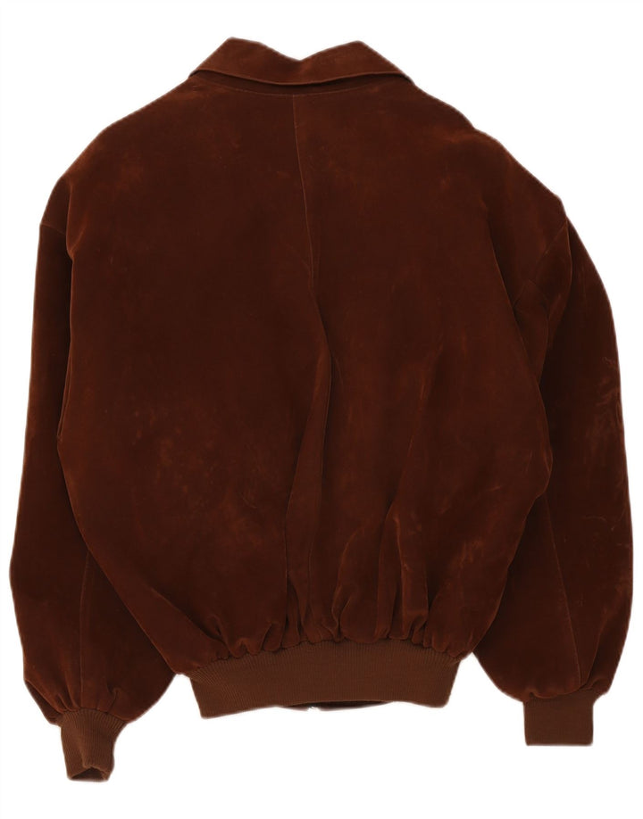 vintage Mens Suede Bomber Jacket UK 40 Grand Brun