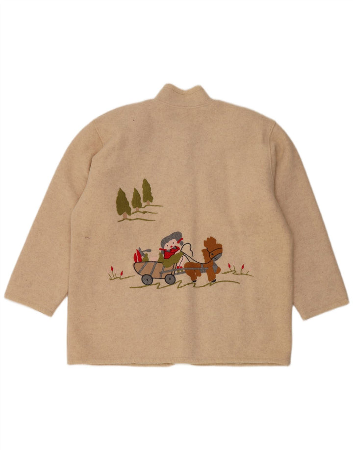 VINTAGE Femme Graphique 5 Bouton Blazer Veste UK 14 Grand Beige