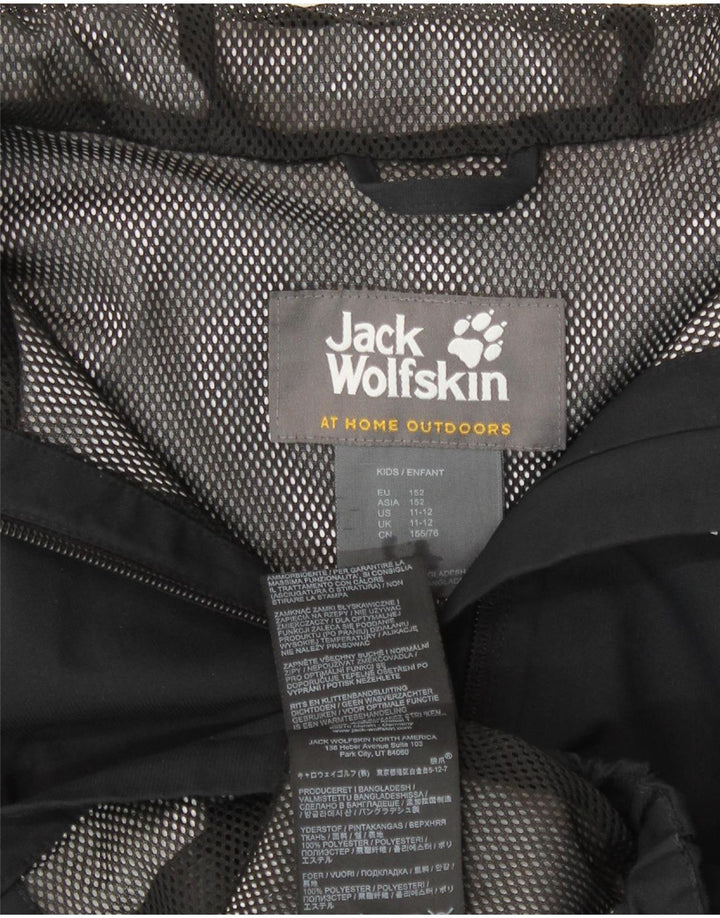 Jack Wolfskin Veste de pluie à capuche graphique pour garçon 11-12 ans Noir Polyester