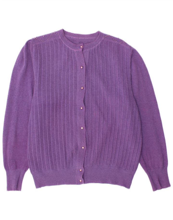 VINTAGE Pull Cardigan Femme UK 14 Violet Moyen
