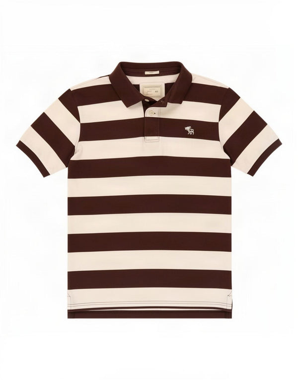 Abercrombie & Fitch Polo Muscle Homme XL Coton Rayé Marron