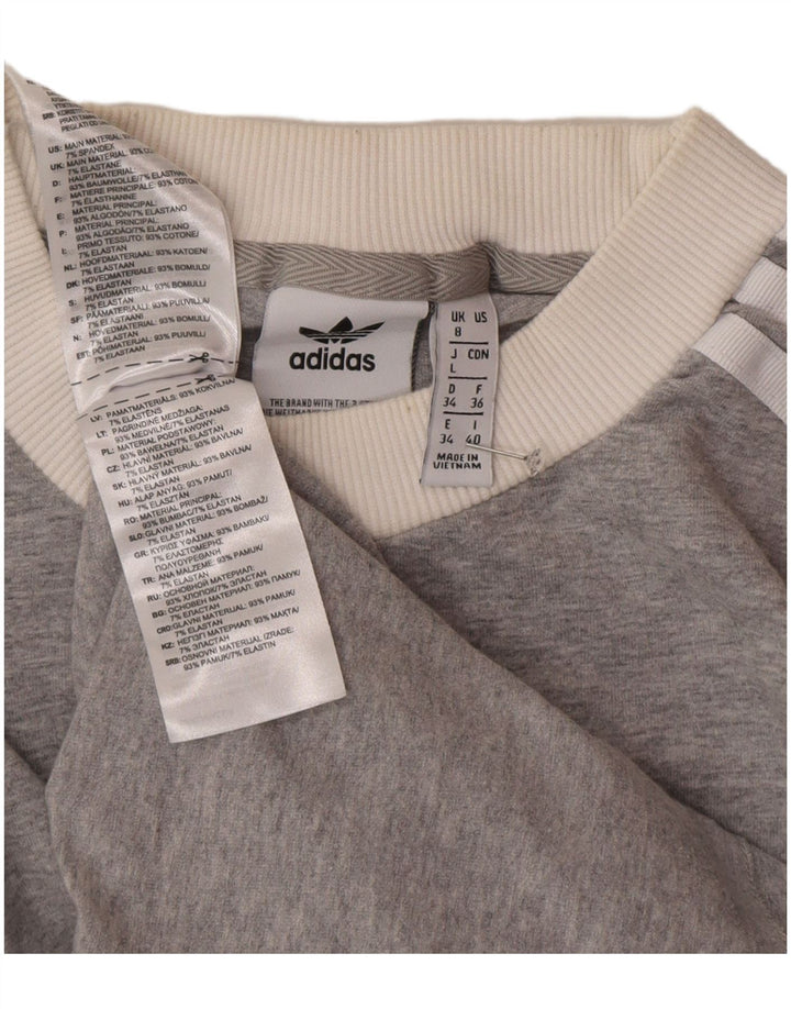 Adidas Haut à manches longues pour femme UK 8 Small Gris Coton