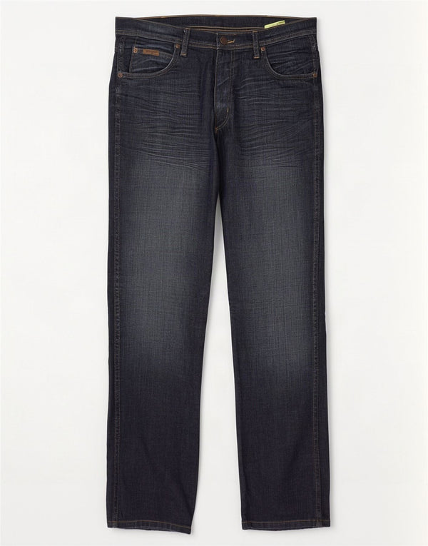 Wrangler Jean droit stretch Arizona pour homme W34 L34 Bleu marine en coton