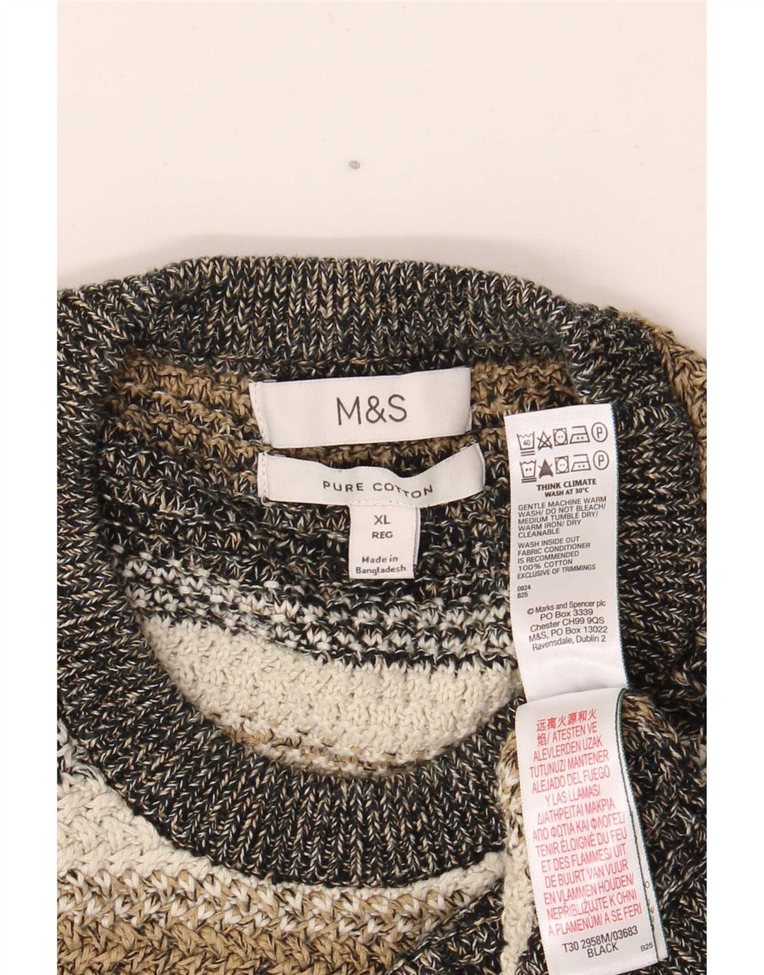 Marks & Spencer Pull col rond pour homme XL rayé multicolore
